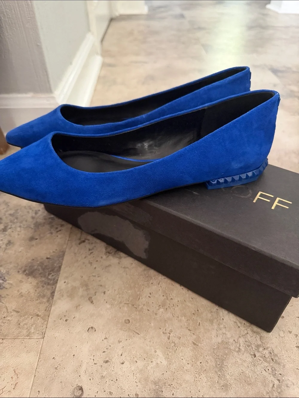 Rebecca Minkoff Fallon Blue Suede Ballet Flats - Women's Slip-On size 7